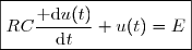 \boxed{RC\dfrac{\text{ d}u(t)}{\text{d}t}+u(t)=E}
