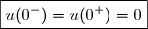 \boxed{u(0^-)=u(0^+)=0}