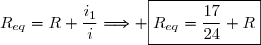 R_{eq}=R \dfrac{i_1}{i}\Longrightarrow \boxed{R_{eq}=\dfrac{17}{24} R}