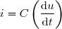 i=C\left(\dfrac{\text{d}u}{\text{d}t}\right)