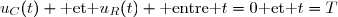u_C(t) \text{ et }u_R(t) \text{ entre }t=0\text{ et }t=T
